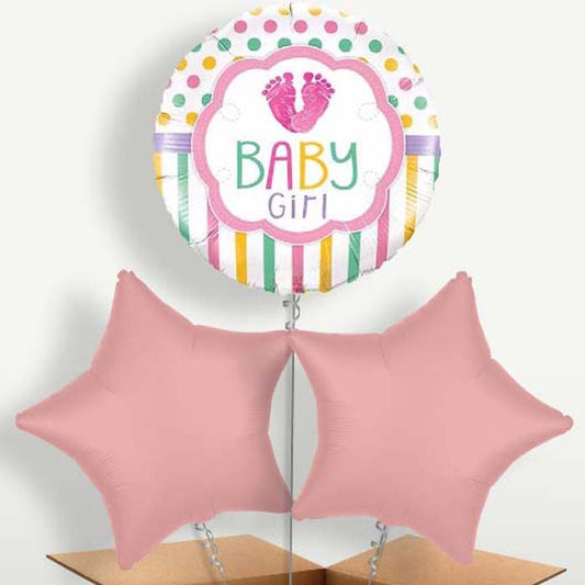 Baby Girl Feet Bunch of Balloons inflated with Helium | Small Indoor Plants