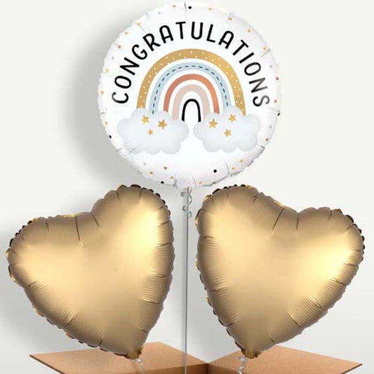 Boho Congratulations Bunch of Balloons inflated with Helium | Small Indoor Plants
