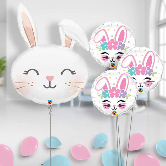 Bunny Rabbit Balloon Bouquet - Themed Bouquet and Latex | Small Indoor Plants