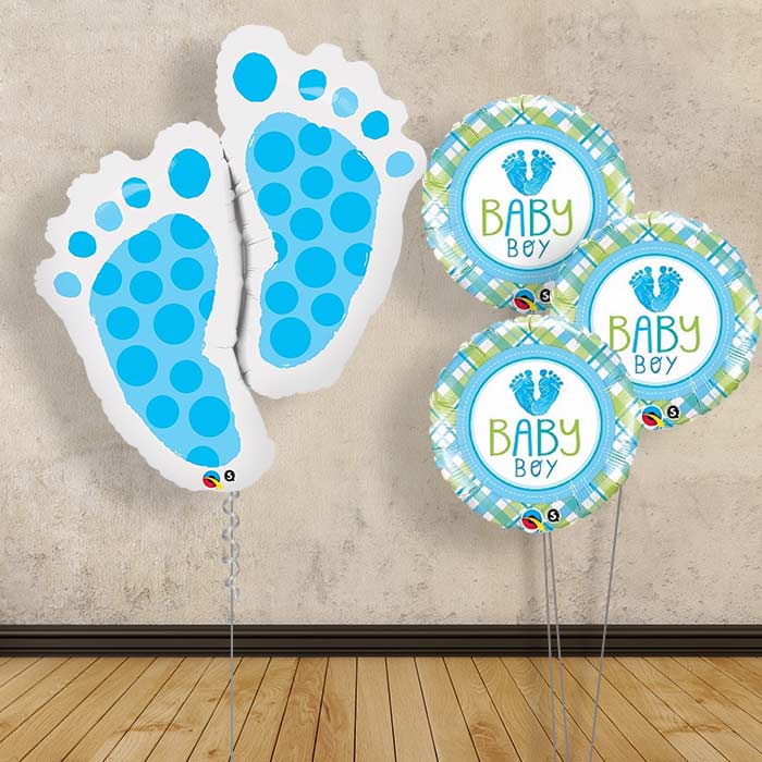 Blue Baby Feet Baby Shower Balloon Bouquet