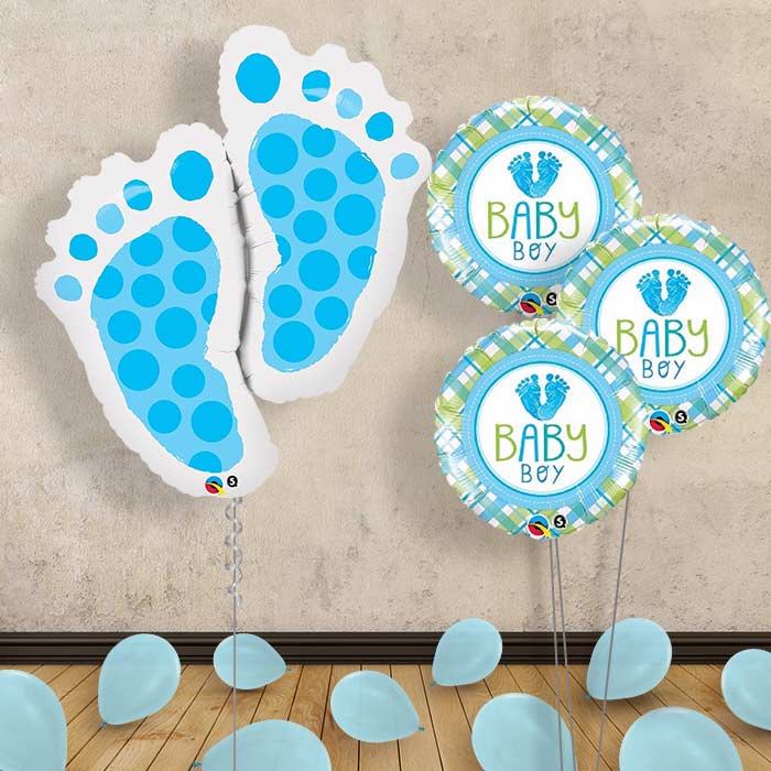 Blue Baby Feet Baby Shower Balloon Bouquet