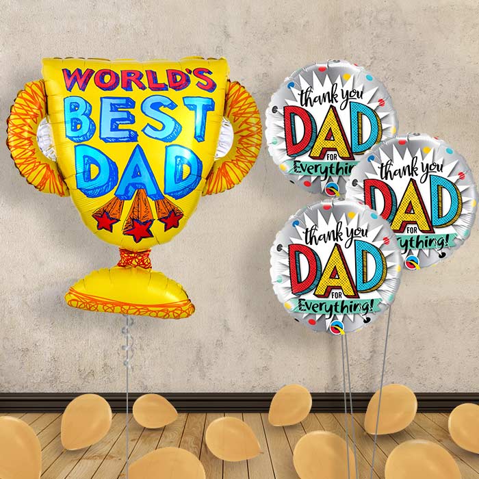 Best Dad Trophy Inflated Helium Balloons Delivered