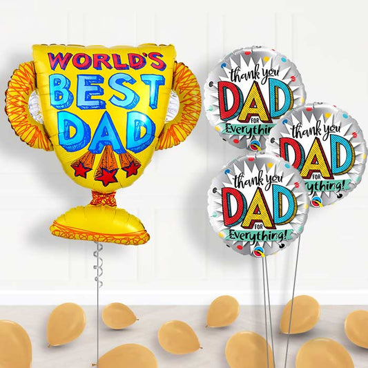 Best Dad Trophy Inflated Helium Balloons Delivered