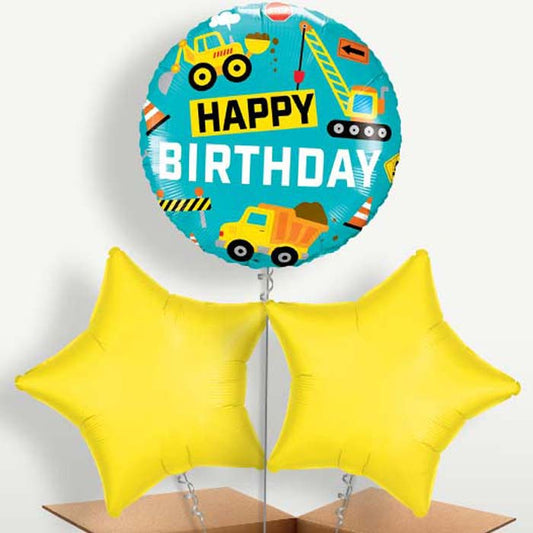 Happy Birthday Construction Balloons in a Bunch | Small Indoor Plants