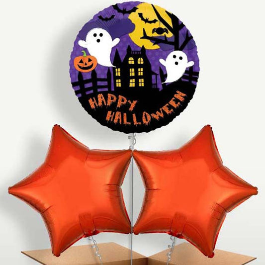 Halloween Bat Trio Balloon Bunch inflated with Helium | Small Indoor Plants