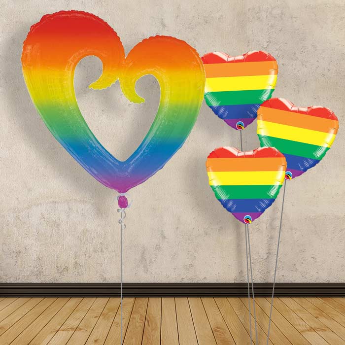 Rainbow Heart Inflated Helium Balloons Delivered