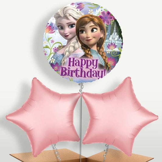 Happy Birthday Frozen Bunch of Balloons inflated with Helium | Small Indoor Plants