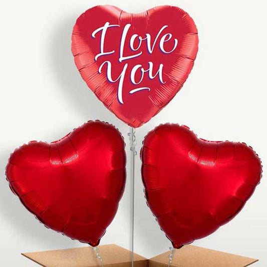 Red Heart I Love You Trio Balloon Bunch | Small Indoor Plants