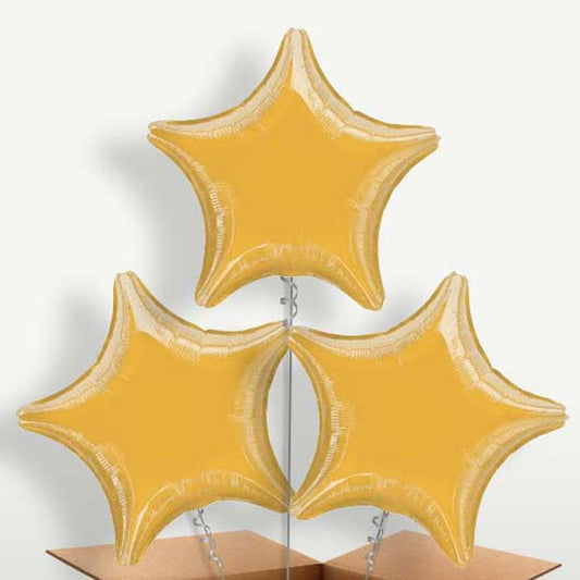 Gold Star Trio Balloon Bunch inflated with Helium | Small Indoor Plants