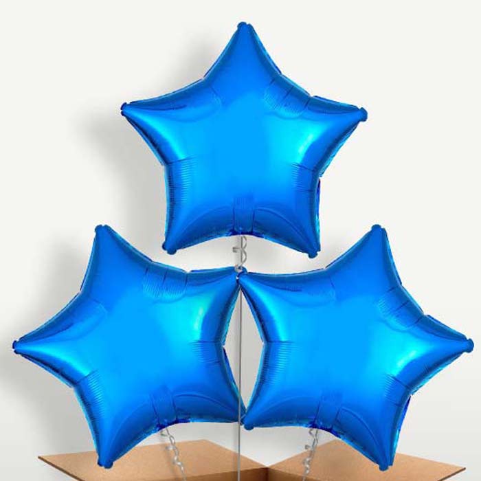 Blue Metallic Star Bunch of Balloons inflated with Helium | Small Indoor Plants