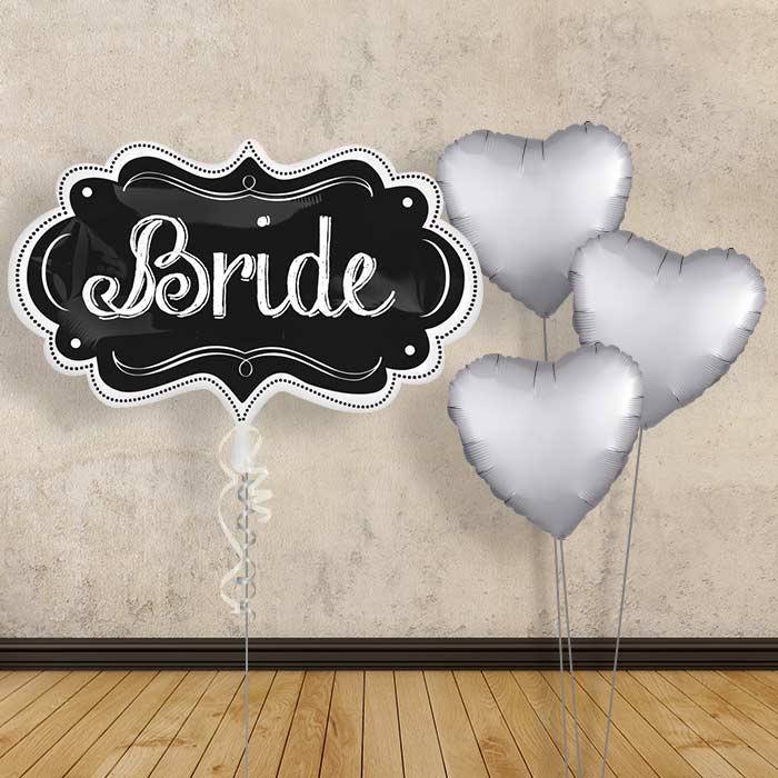 Personalised Wedding Balloons - Bride Chalkboard - Plain Bouquet | Small Indoor Plants