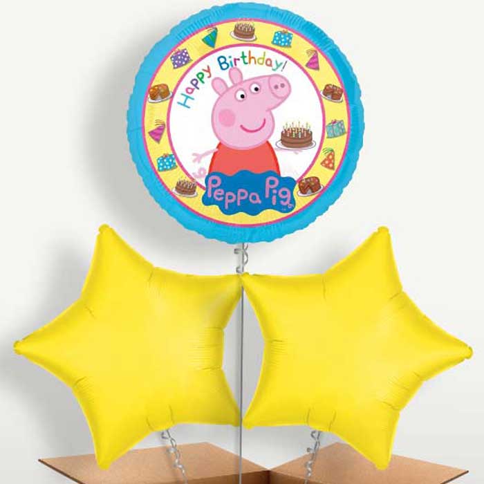Peppa Pig Birthday Bunch of Balloons inflated with Helium | Small Indoor Plants