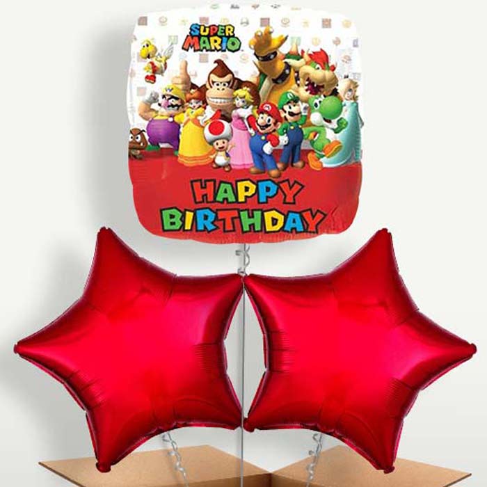 Super Mario Happy Birthday Helium Bunch of Balloons | Small Indoor Plants