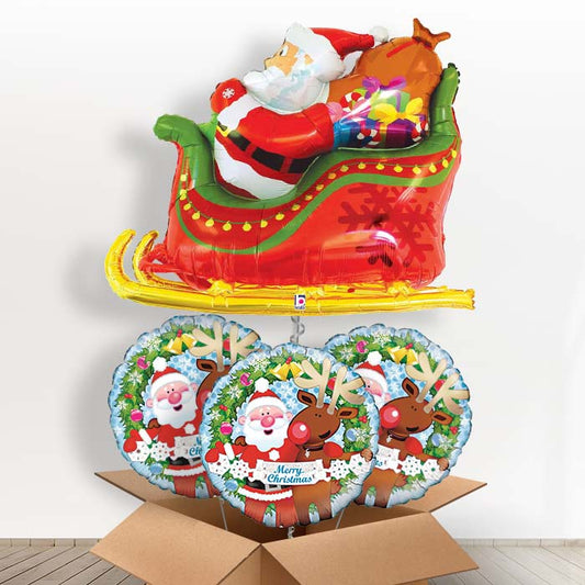 Santa Sleigh with Presents Balloon in a Box