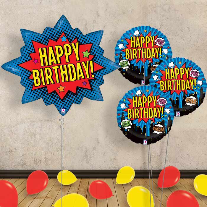 Happy Birthday Superhero Balloon Bouquet in a Box