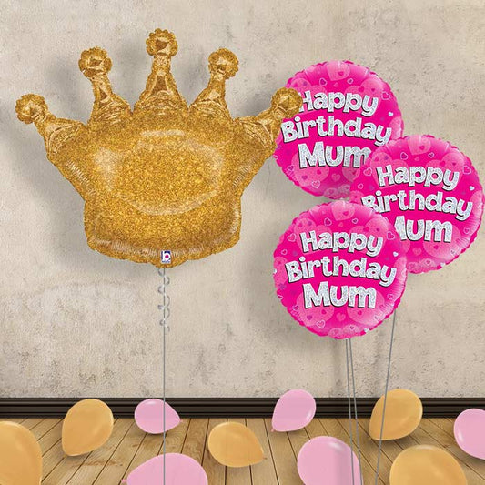 Crown Balloon with Pink Bouquet Package