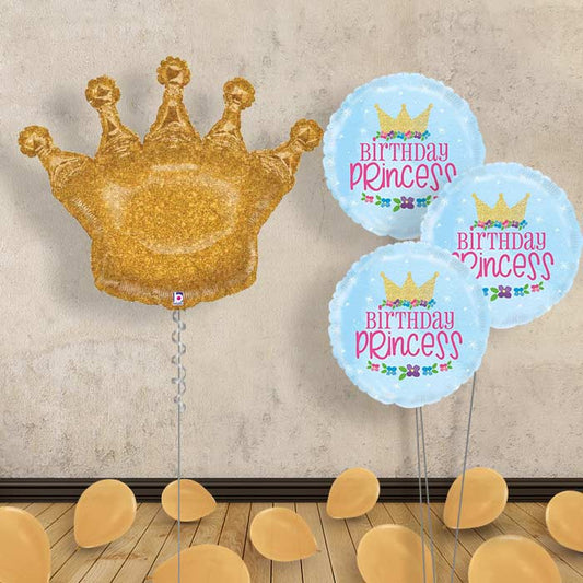 Gold Crown Inflated Helium Balloons Delivered - Themed Bouquet and Latex | Small Indoor Plants