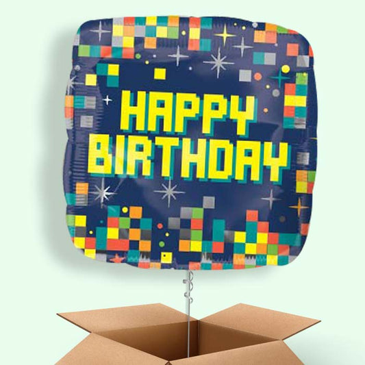 Pixel Balloon in a Box - Happy Birthday