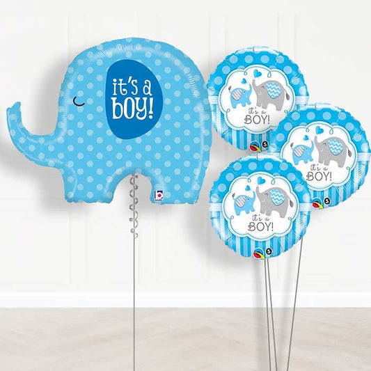 Giant Elephant Baby Boy Balloons Bouquet in a Box