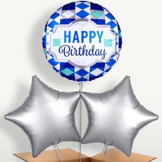 Tie Pattern Happy Birthday Helium Bunch of Balloons | Small Indoor Plants