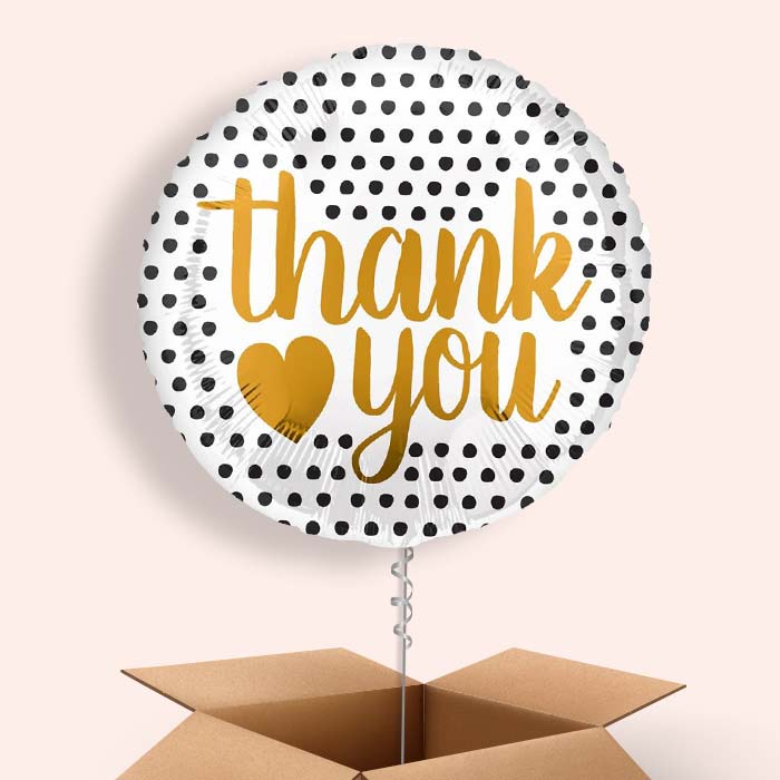 Black and Gold Thank You Balloons in a Box