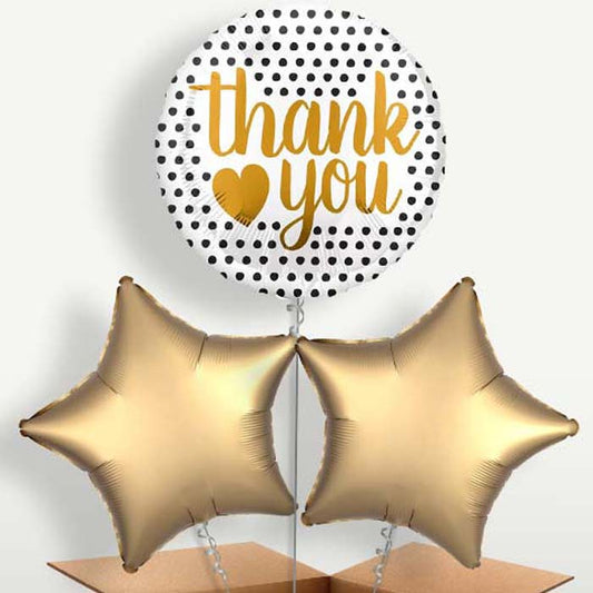 Black & Gold Thank You Bunch of Balloons inflated with Helium | Small Indoor Plants