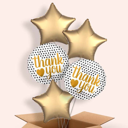 Black and Gold Thank You 5 Balloon Bouquet in a Box