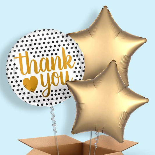 Black and Gold Thank You Balloons in a Box