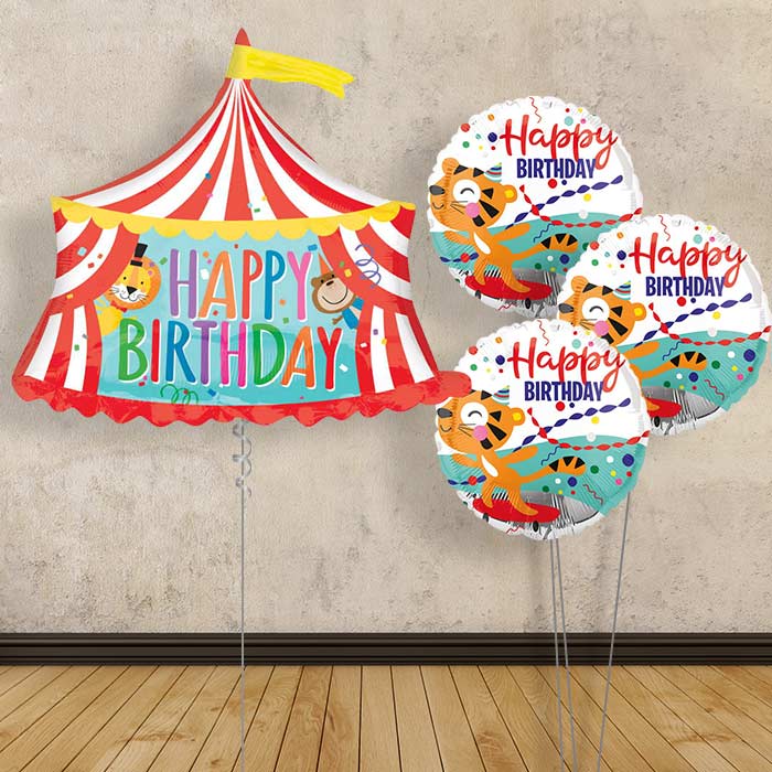 Circus Helium Balloon Bouquet – Happy Birthday - Themed Bouquet | Small Indoor Plants