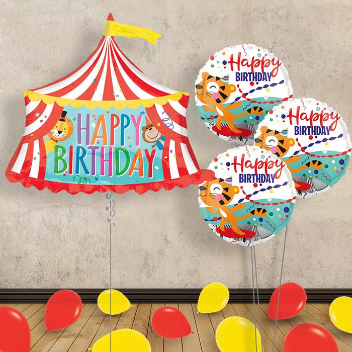 Circus Helium Balloon Bouquet – Happy Birthday - Themed Bouquet and Latex | Small Indoor Plants