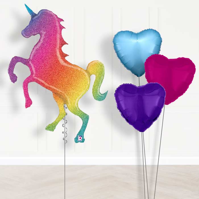 Shaped Unicorn Balloon Bouquet in a Box - Plain Bouquet | Small Indoor Plants
