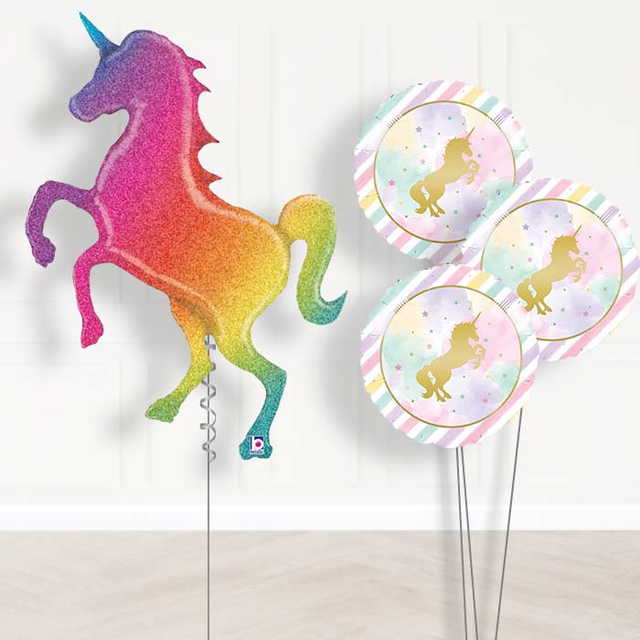 Shaped Unicorn Balloon Bouquet in a Box - Themed Bouquet | Small Indoor Plants