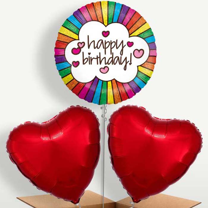 Happy Birthday Rainbow Balloons in a Bunch | Small Indoor Plants