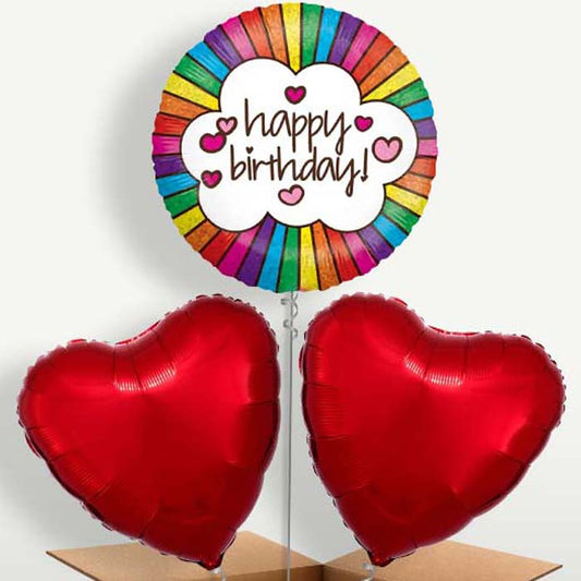 Happy Birthday Rainbow Balloons in a Bunch | Small Indoor Plants