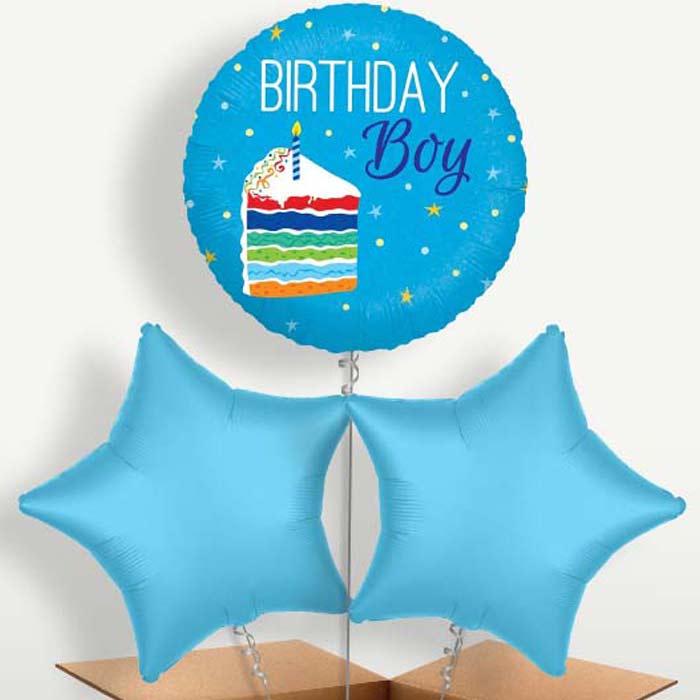 Birthday Boy Cake Blue Bunch of Balloons inflated with Helium | Small Indoor Plants