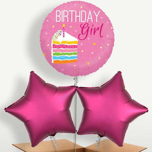 Birthday Girl Cake Pink Bunch of Balloons | Small Indoor Plants