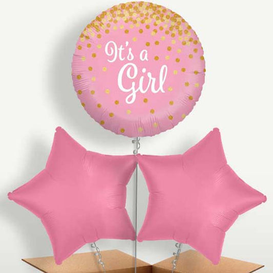 New Baby Pink Confetti Balloon Bunch inflated with Helium | Small Indoor Plants