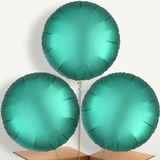 Jade Green Satin Circle Balloon Bunches inflated with Helium | Small Indoor Plants
