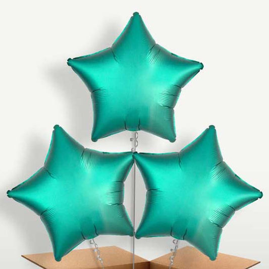 Jade Green Satin Star Balloon Bunches inflated with Helium | Small Indoor Plants
