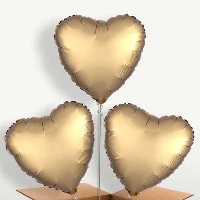 Satin Gold Heart Helium Bunch of Balloons | Small Indoor Plants