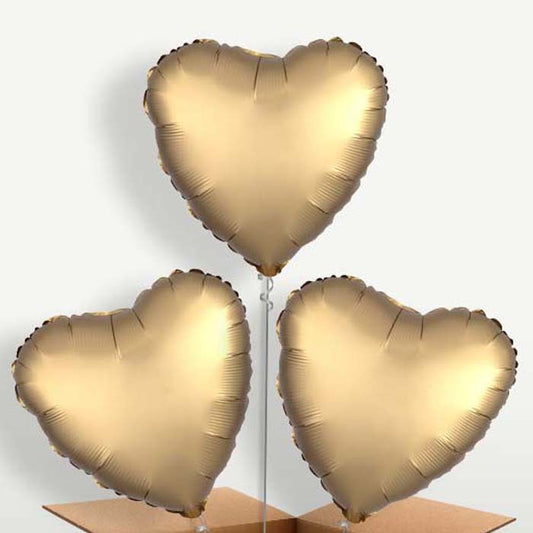 Satin Gold Heart Helium Bunch of Balloons | Small Indoor Plants