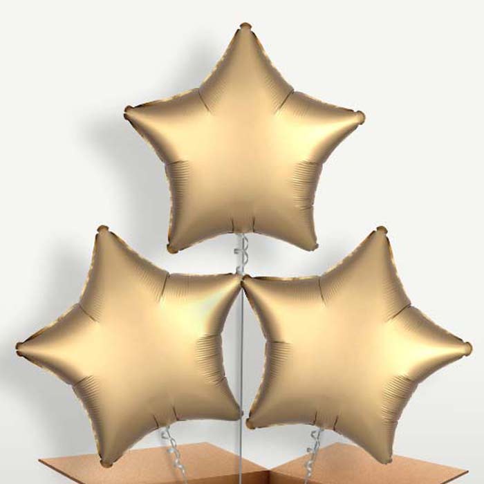 Satin Gold Star Helium Bunch of Balloons | Small Indoor Plants