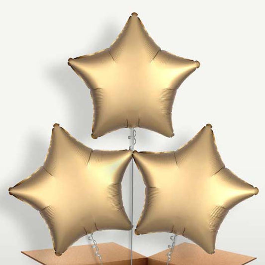 Satin Gold Star Helium Bunch of Balloons | Small Indoor Plants