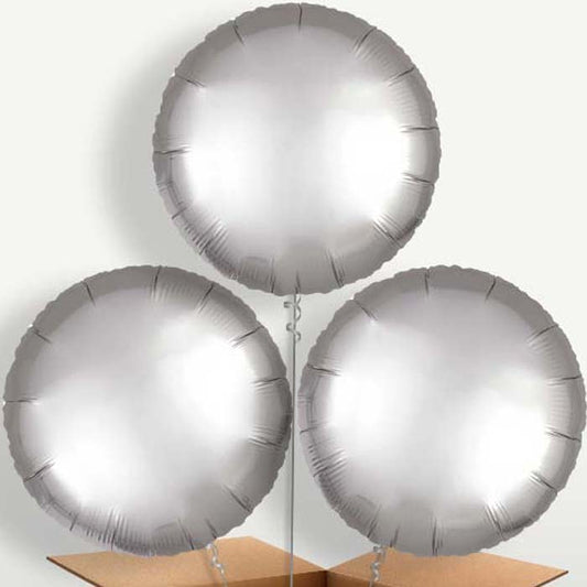 Platinum Grey Circle Trio Balloon Bunch | Small Indoor Plants