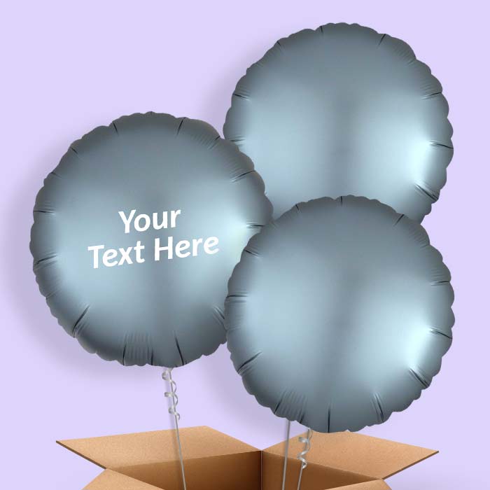 Steel Blue Satin Circle Balloon in a Box