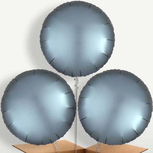 Steel Blue Satin Circle Helium Bunch of Balloons | Small Indoor Plants