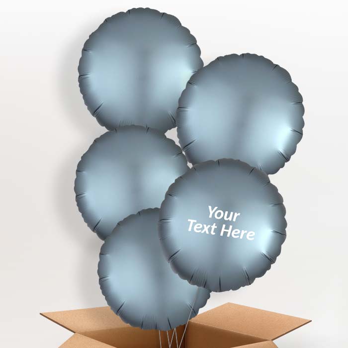 Steel Blue Satin Circle Balloon in a Box