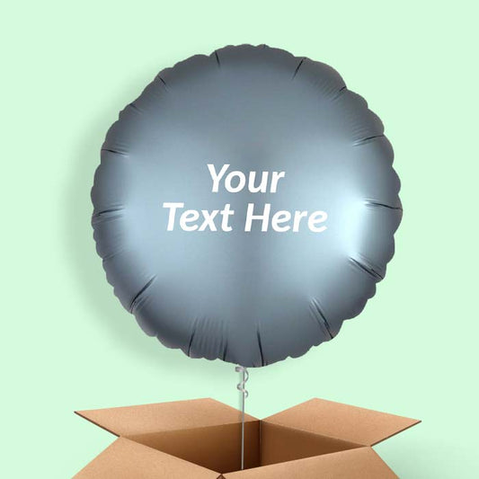 Steel Blue Satin Circle Balloon in a Box