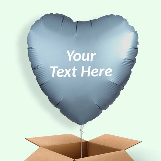 Steel Blue Satin Heart Balloon in a Box