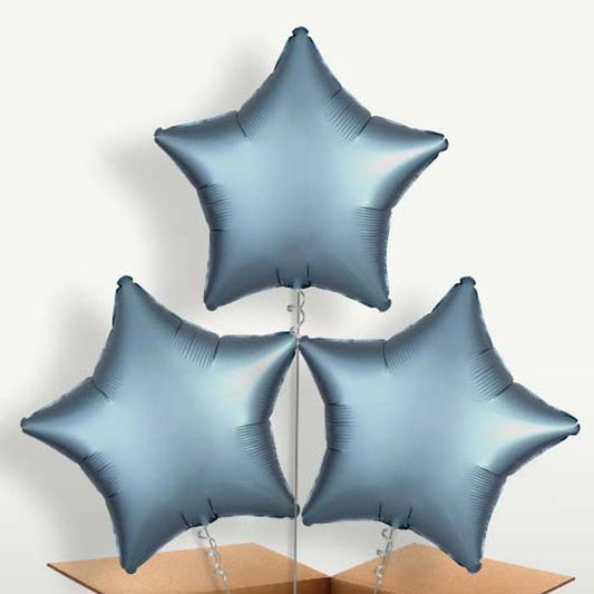 Steel Blue Satin Star Helium Bunch of Balloons | Small Indoor Plants